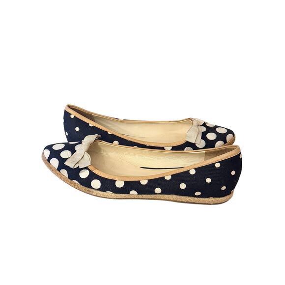 Miu Miu Black & White Polka Dot Espadrille Flats - Picture 2 of 6
